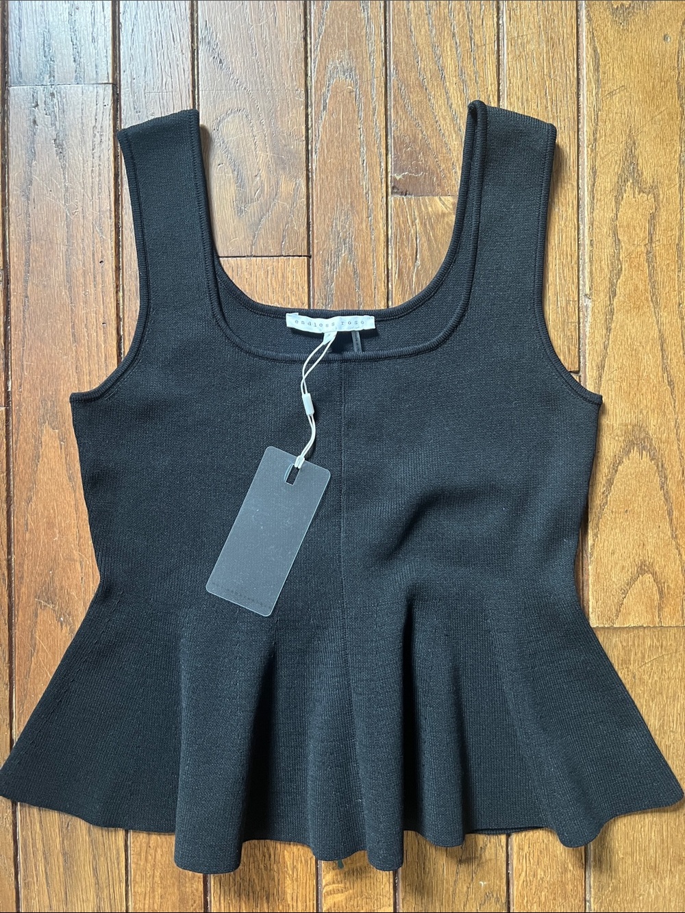 Anthropologie Endless Rose Black Peplum Top Size Small New With Tags NWT